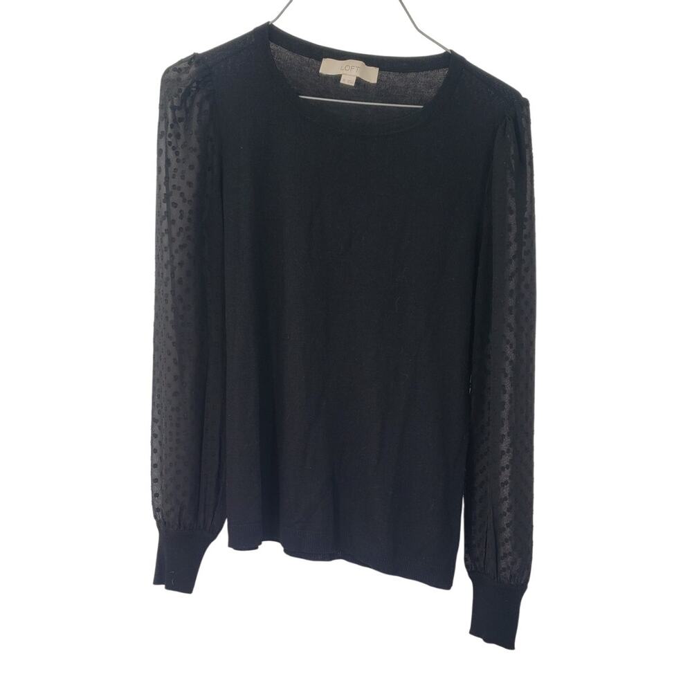 LOFT Black Bishop Sleeve Long Sleeve Top Womens Size Extra Small XS